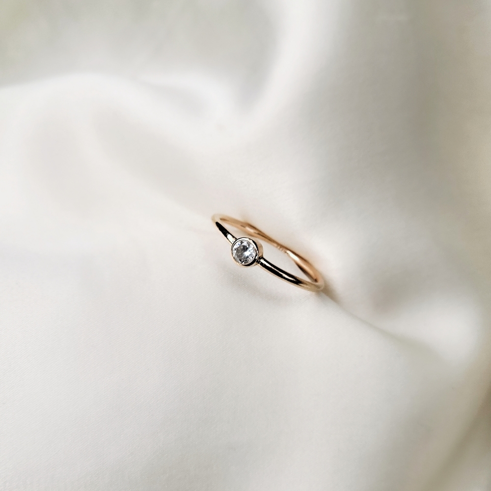 Simulated Diamond Solitaire Ring Golfilled - image 1